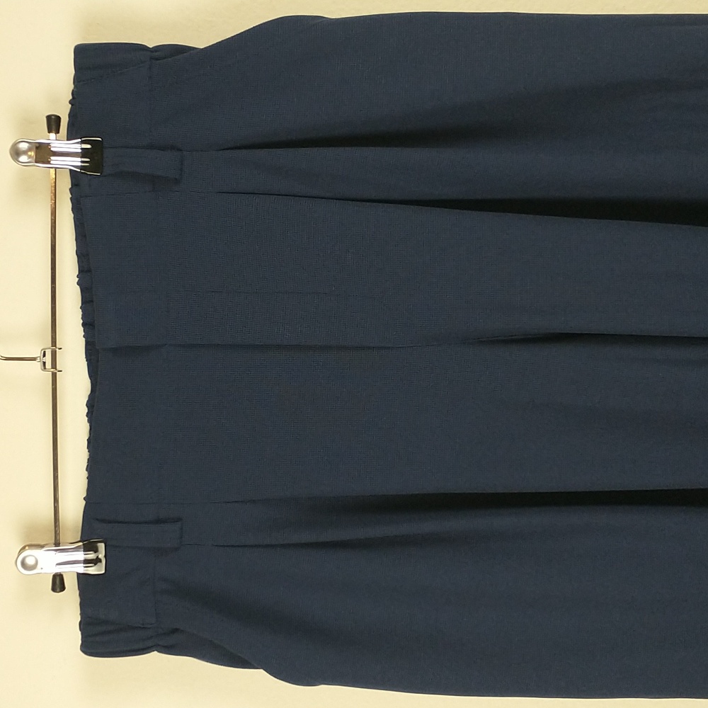 NEW HALARA Flex High Waist Plicated Waffle Knit Wide Leg Pants Large Petite Navy - Picture 2 of 12
